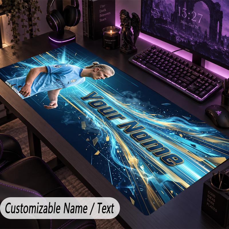 Large Mouse PadErling Haaland Custom Name Text Personalized Desk Mat Non Slip Gaming Pad