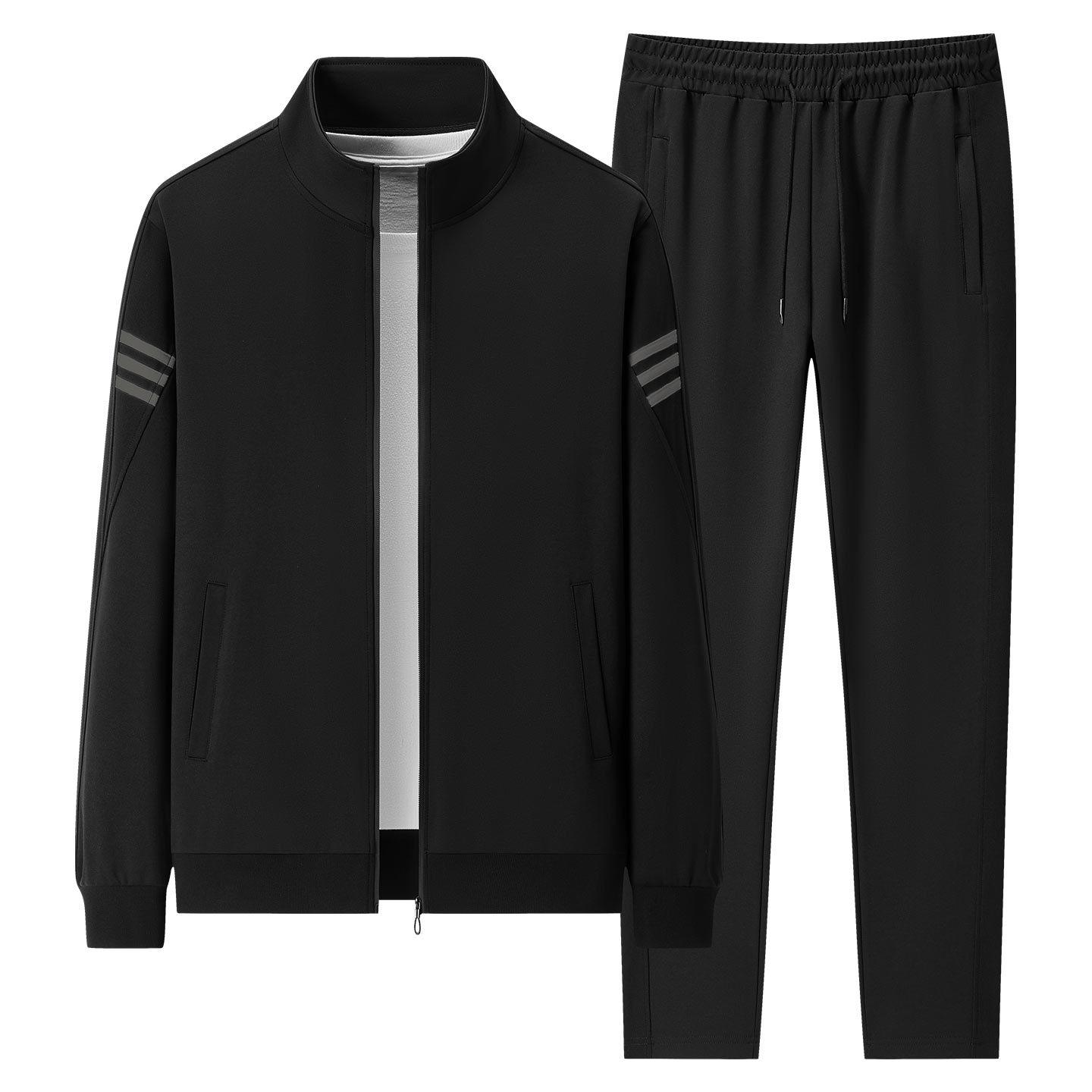 

Осенне-зимний повседневный кардиган-свитшот, мужской свободный спортивный повседневный комплект: куртка и длинные брюки XXXXXL чёрный