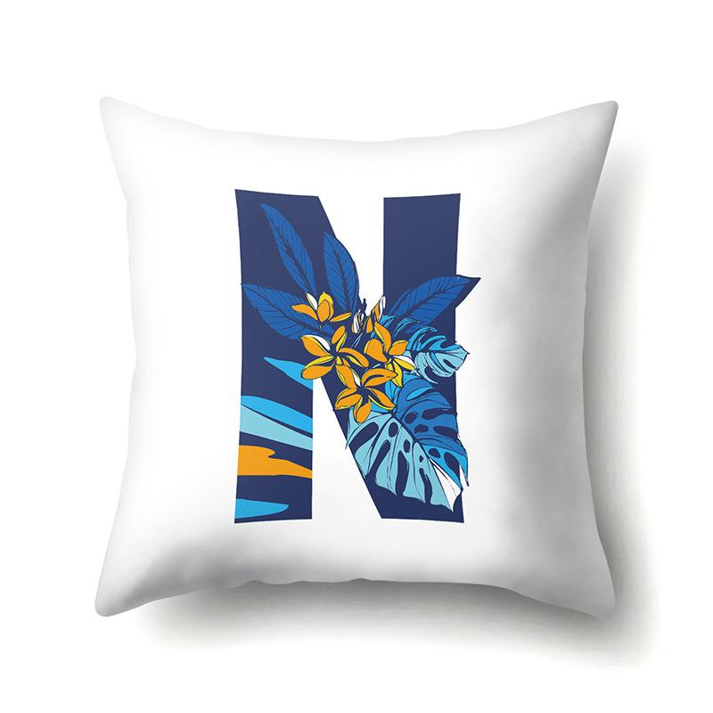 Polyester Pillowcase Tropical Plant Parrot Bird 26 English Letters Home Cushion Cover Bedside Cushion Cover