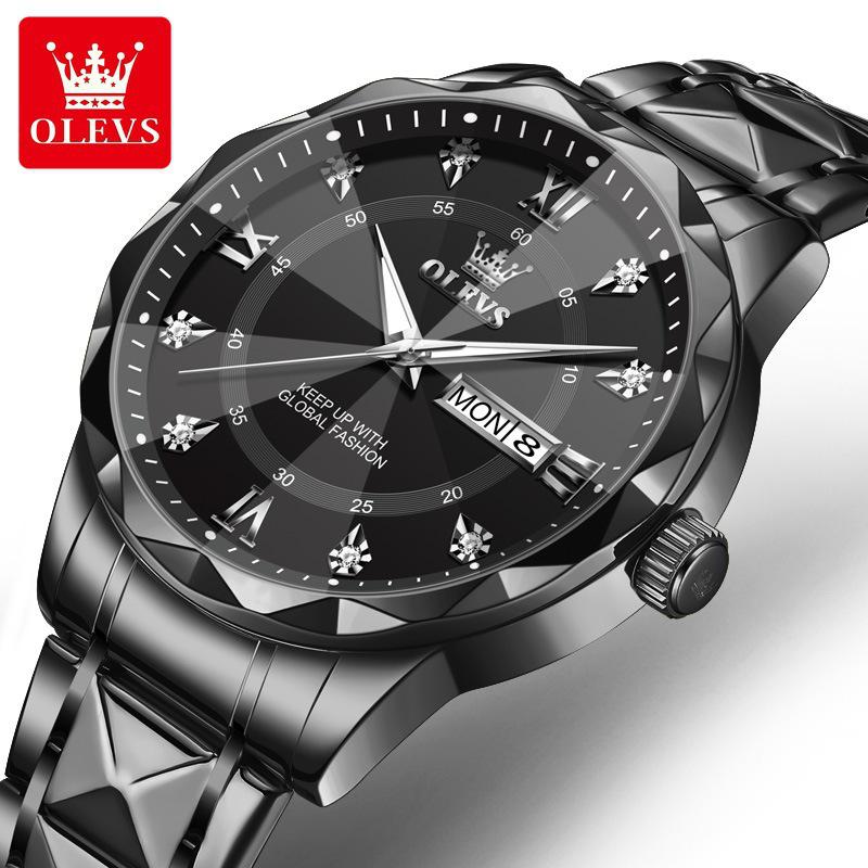 

Oulishi 2025 Men s Luminous Waterproof Quartz Watch with Diamond-Shaped Mirror
