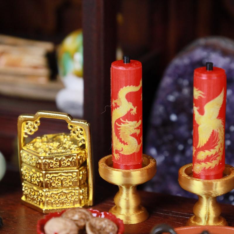 

1 пара кукольных аксессуаров Сцена для игры в домик Модель 1:Подсвечник для кукольного домика масштаба 1:12, мини-подсвечник Дракон и Феникс, детская игрушка