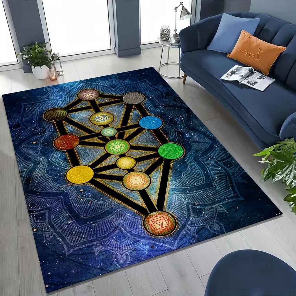 Spiritual Meditation Carpet Bohemian Yoga Energy Center Carpet Yoga Mat Children's Non-slip Carpet for Living Room and Bedroom