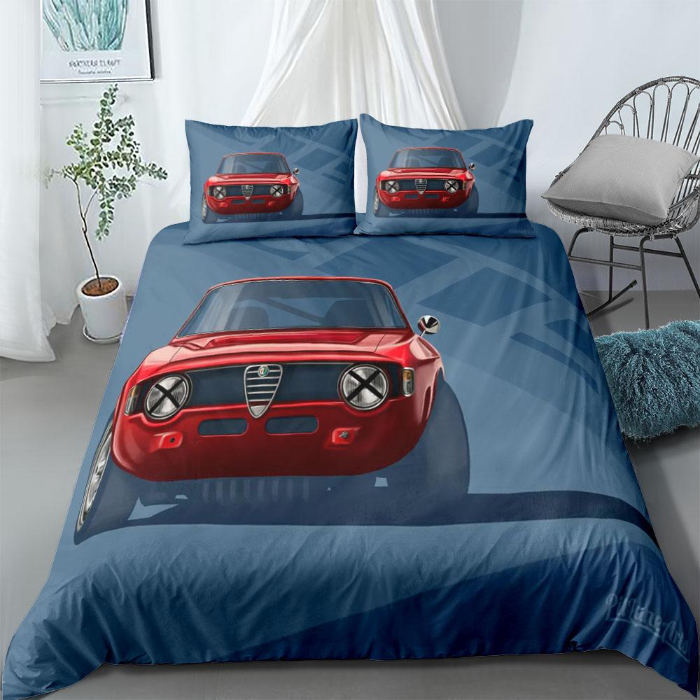 Antique Retro Car Gala Duvet Cover Set King Queen Double Full Twin Single Size Bed Linen Set
