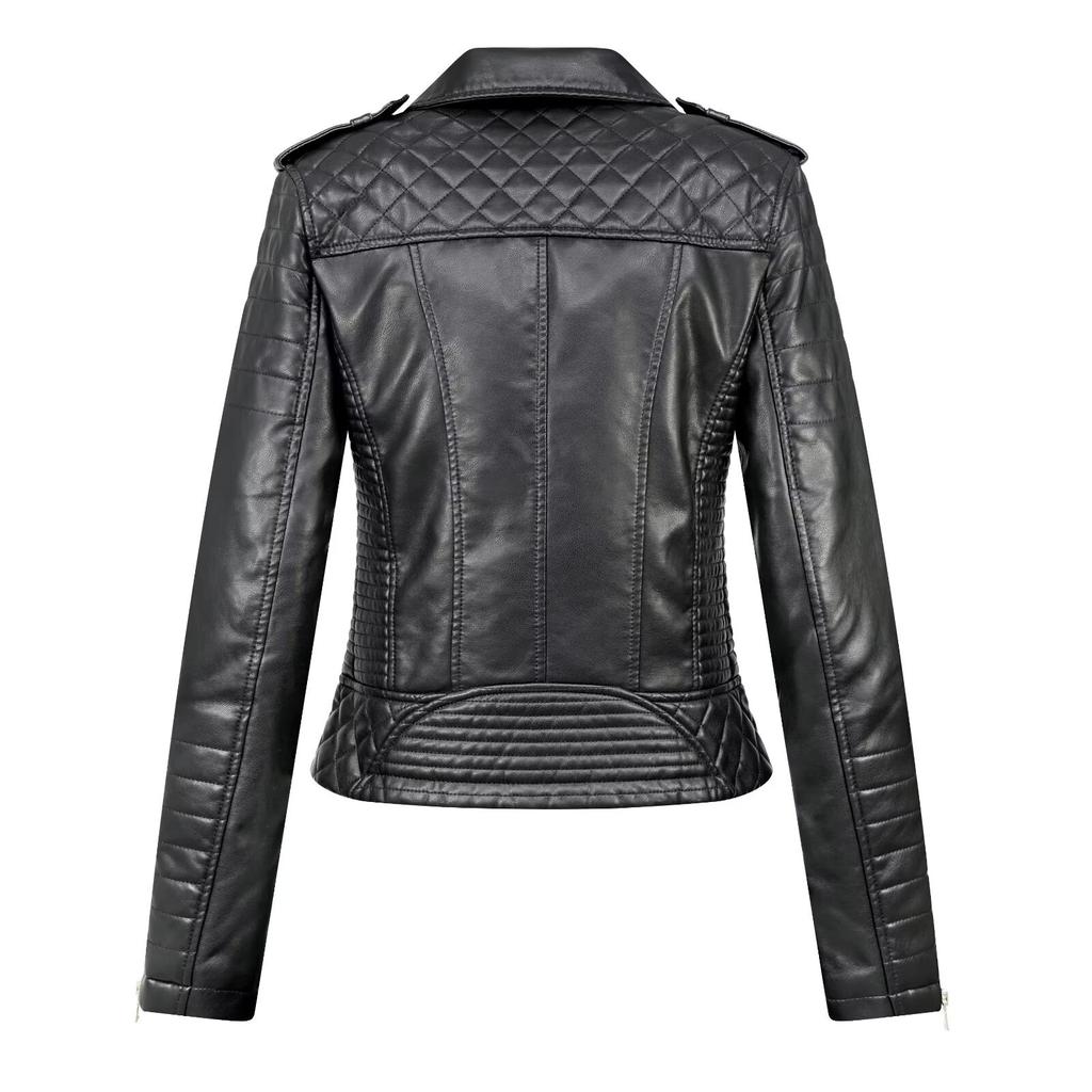 Autumn Women Women Faux PU Artificial Leather Jacket Casual Lady Long-sleeve Windproof Waterproof Jacket Motorcycle Streetwear