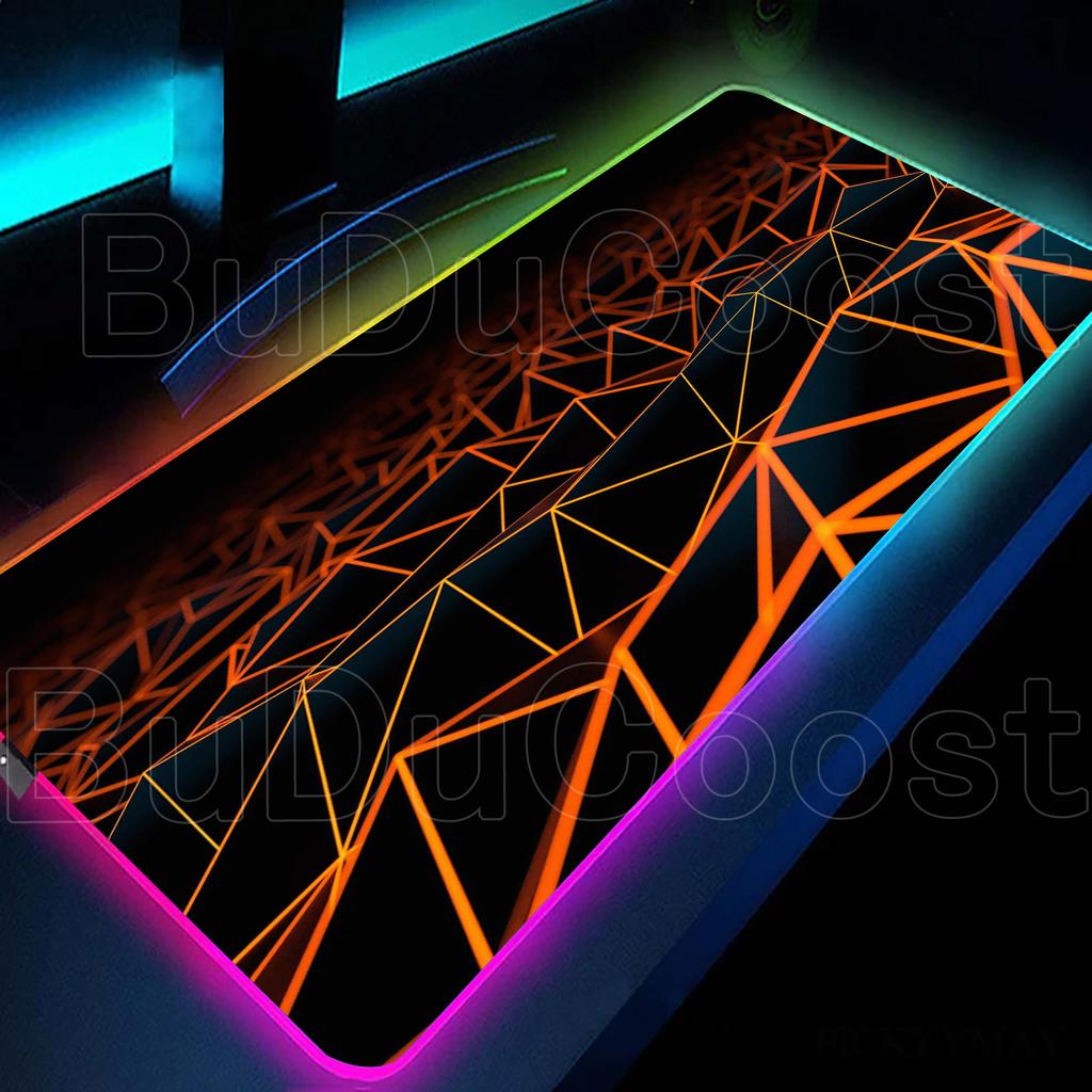 RGB Cool Geometric Shape Starry Sky Mouse Pad Gaming Geometry Luminous Anti Slip Computer Office Rubber Cool Mouse Pad Desk Pads