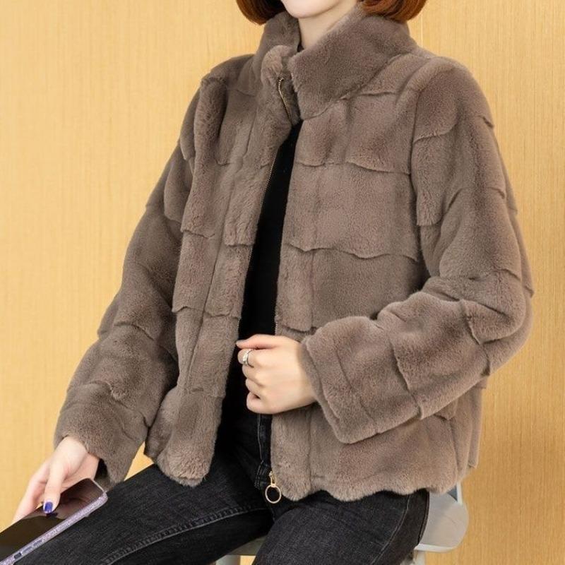 New Danish mink imitation fur coat short female winter mother imitation mink thickened coat small man
