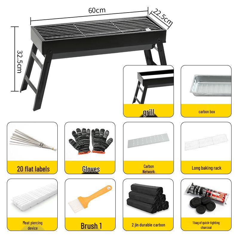 Foldable Charcoal Grill: Medium/Large Portable BBQ Rack for Home & Outdoor Use