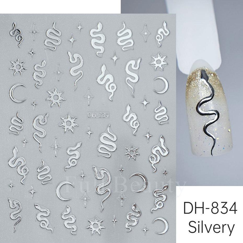Nail Art Sticker, Little Spirit Snake, Moon, Mango, Gold And Silver, Black And White Snake Cartoon Nail Sticker.