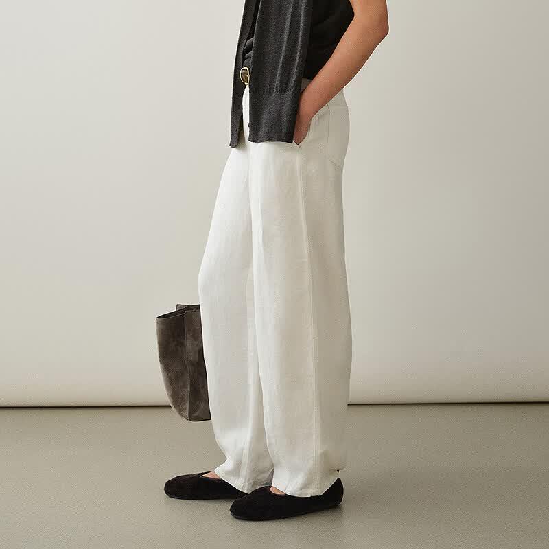 Less 2026 Autumn Loose Banana Denim-Style Linen Pants