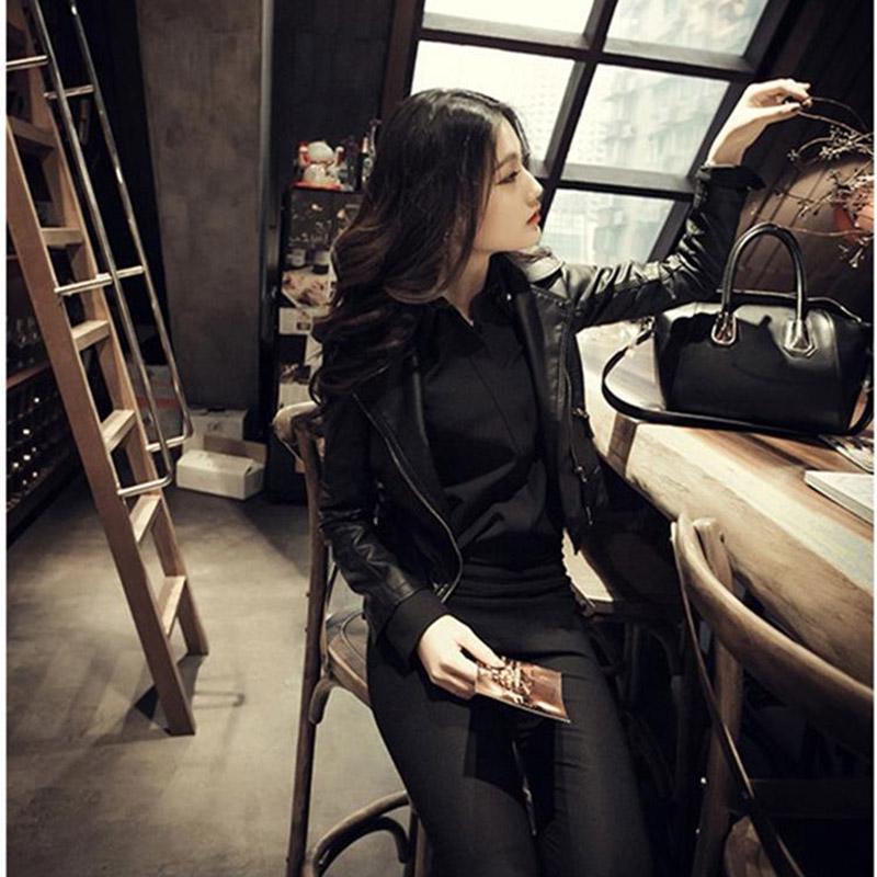 

SCIONE женская куртка 2019 новая женская короткая куртка из искусственной кожи тонкое женское кожаное пальто локомотив XL