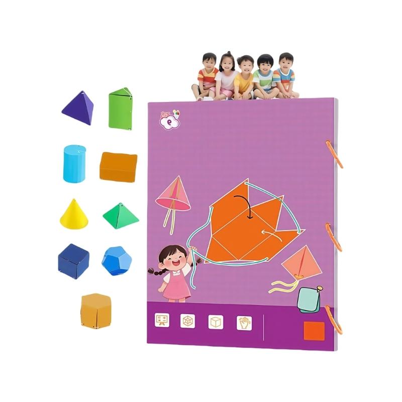 Educational Geometry Workbook Hands on Geometric Shape Activity Book With Folding Geometric Model For Kid Preschooler