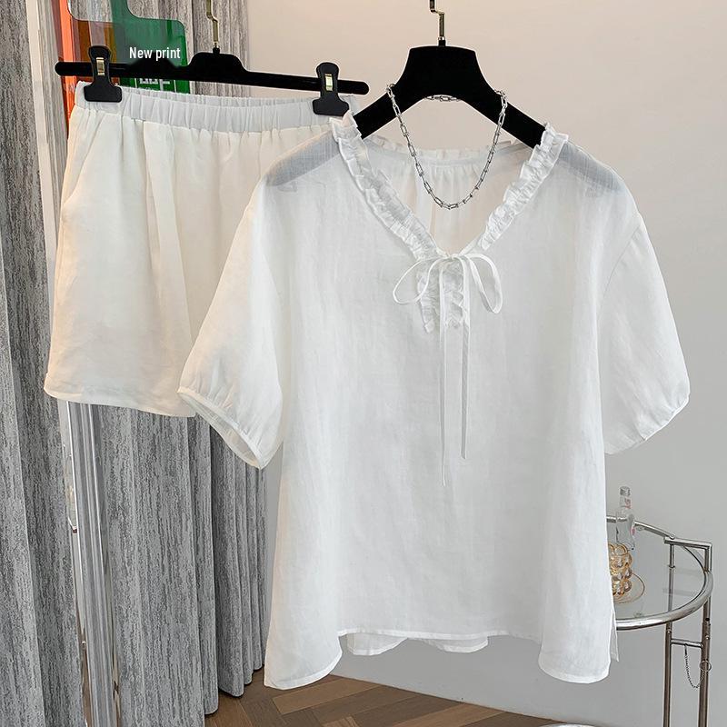 

Korean-Style Ramie Two-Piece Set: Pure, Relaxed, Beautiful XL белый