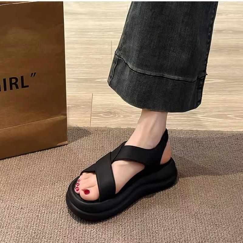 Thick-soled Muffin Cool Slippers for Women's Summer Wear, New Heightened High-heeled Soft-soled Skirt, Non-slip Beach Sandals
