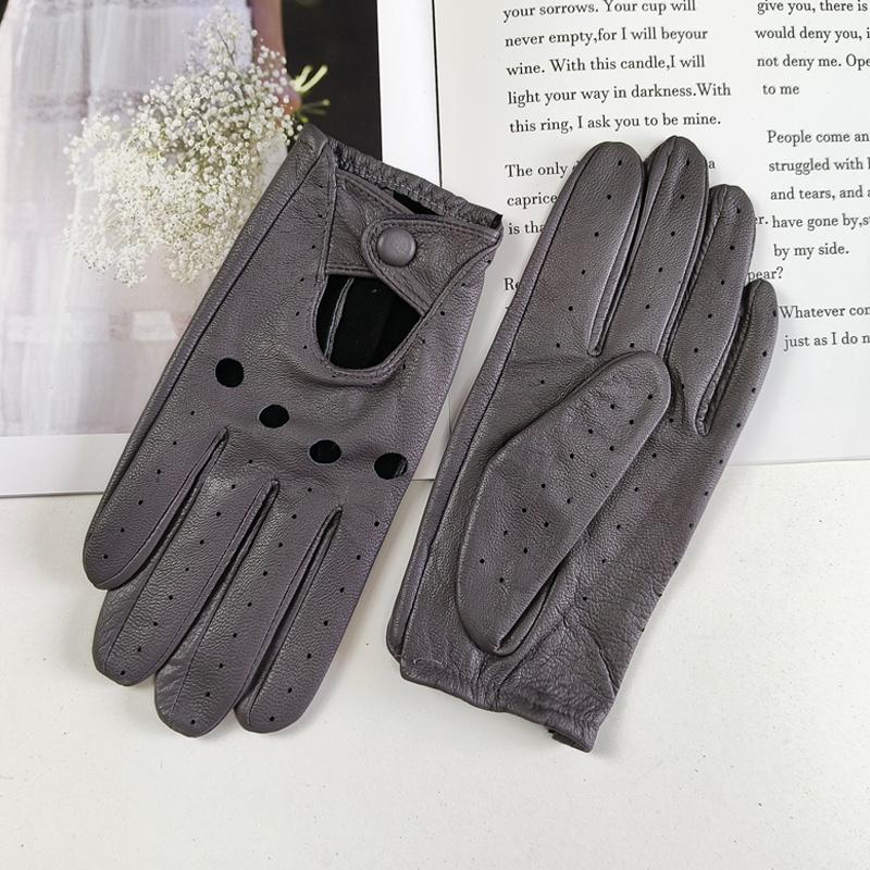 Women's Sheepskin Driver Gloves Thin Breathable Unlined Colored Leather Gloves Summer