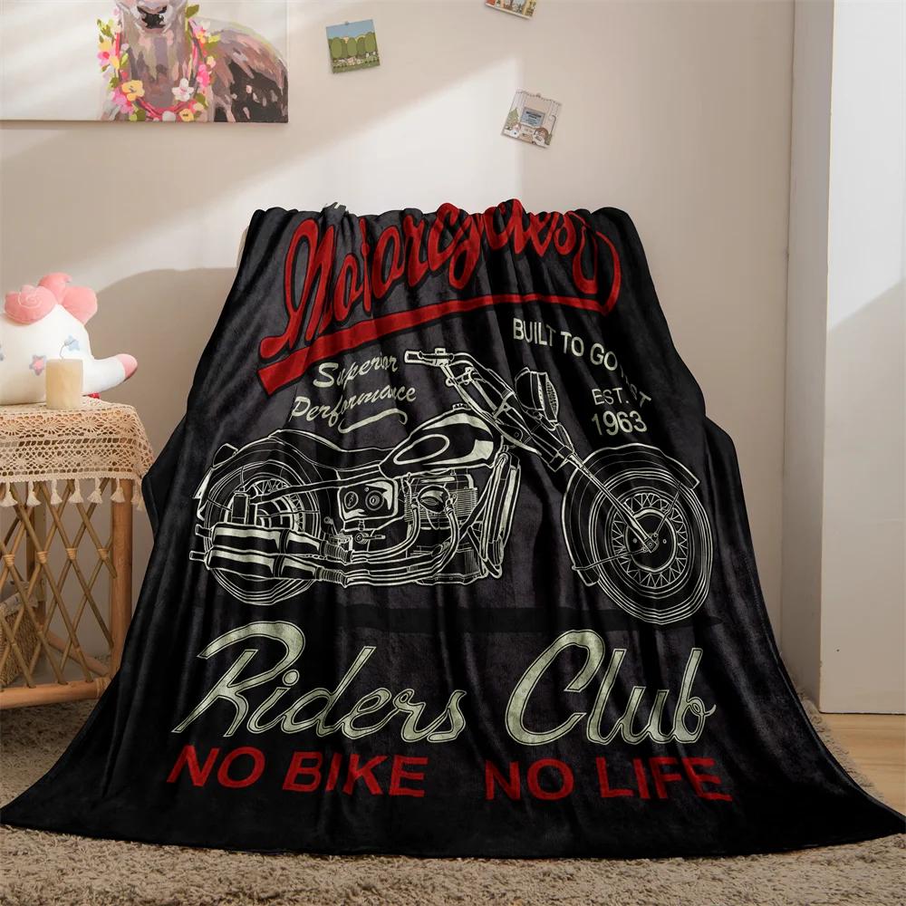 Motorcycle Flannel Throw Blanket Extreme Sport Theme Cozy Bed Blanket Lightweight Warm Blankets for Couch Sofa Office Super Soft