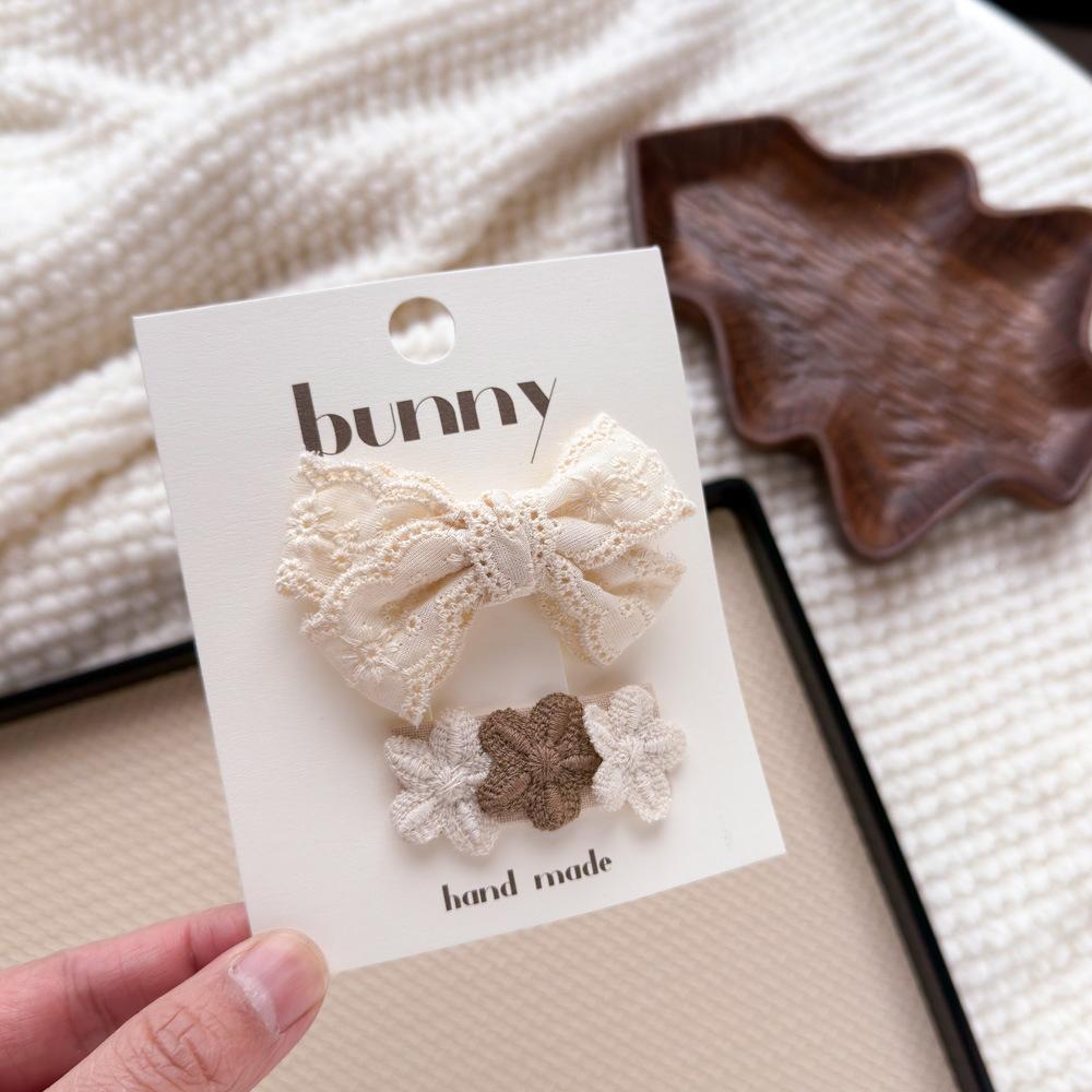 New Lace Coffee Flower Children's Hairpin Cute Girl Bangs Headgear Hairpin Retro Headwear Girls Kids Hair Accessories