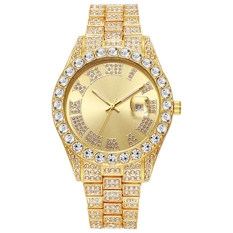 Neue Luxusuhren Herren Damen Iced Out Uhr Römische Ziffer Quarz Armbanduhren Herren Beste Geschenke Uhr Dropshipping