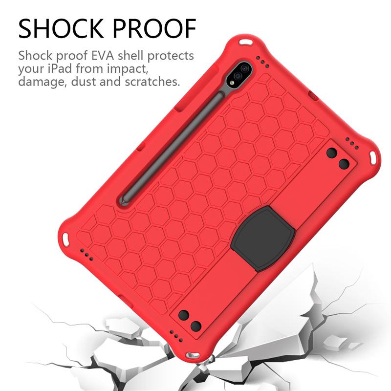 Samsung S9/S8 Tablet EVA Protective Case for Kids - Honeycomb Design with Hand Strap and Full Coverage Anti-Drop Protection.