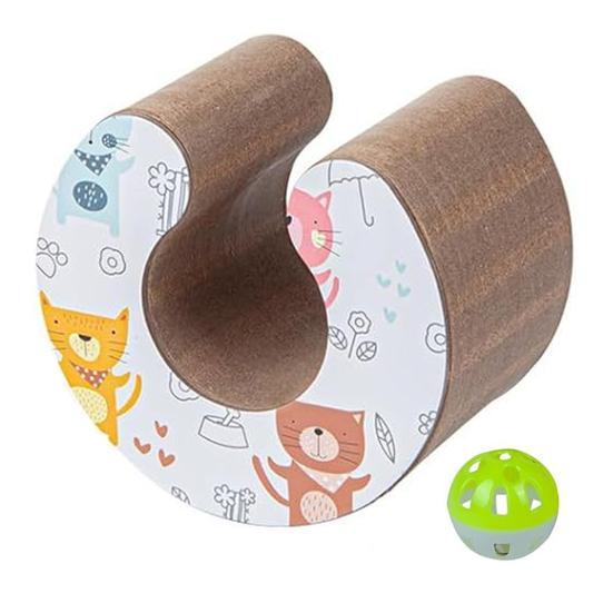 Cats Accordion Toy Foldable Cat Scratch Board with Bell Ball Portable Changeable Cat Scratcher Toy for Indoor Cats Anxiety Relief Exercise