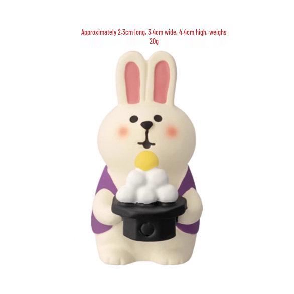 Mondfest Japanische Katze & Hase Figur Mondkuchen-Box Harz Dekor Geschenkset