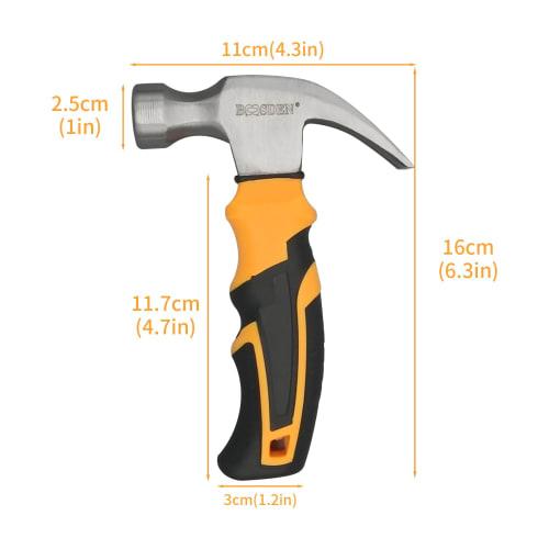 BOOSDEN Short Nail Hammer, Claw Hammer, Short Hammer, Nail Hammer, Mini Hammer, Nail Puller, Short Handle Hammer
