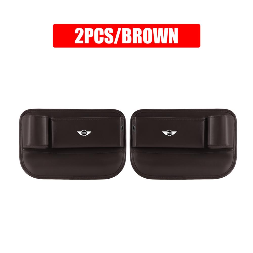 CBEJ7 Leather Car Seat Gap Crevice Storage Box Organizer Cup Holder For MINI Cooper S JCW WORKS R55 R56 F55 F56 R57 R58 R59 CLUB MAN