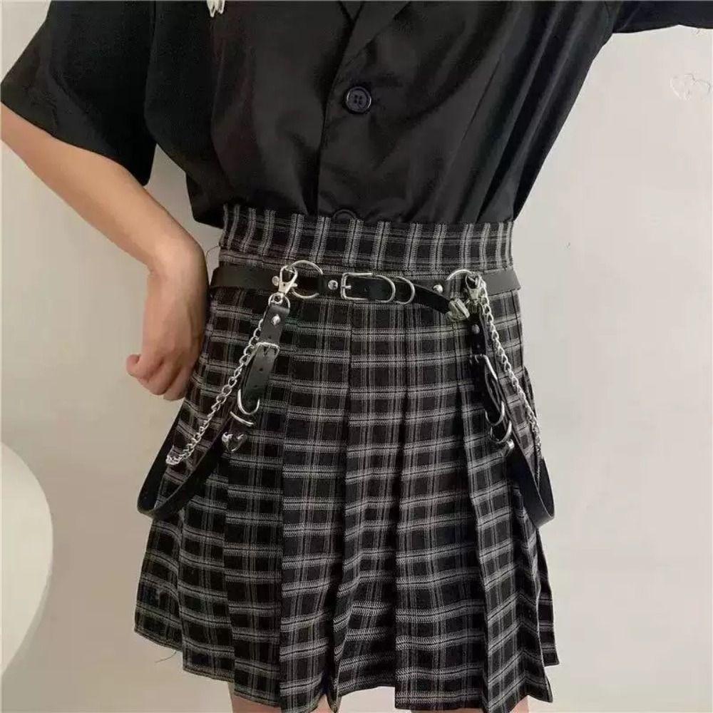 Metal Waist Chain Punk JK Leg Loop Personality Skirt Belt  Women