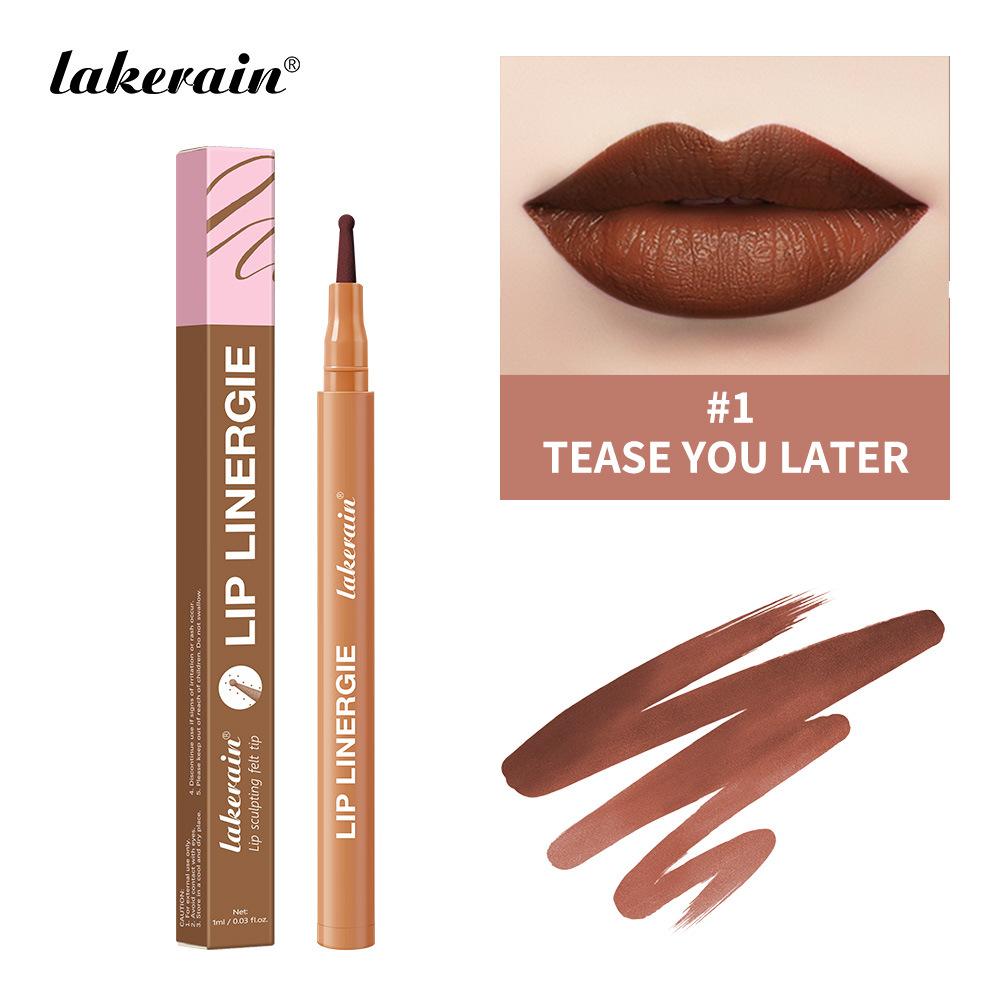 Lakerain Lip Liner GIE: 8 Shades Lightweight Nude Lip Liner with Ballpoint Felt Tip, Long-Lasting Waterproof & Smudge-Proof, Transfer-Proof Stain