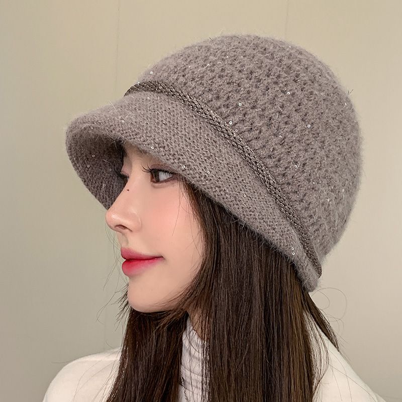 Temperament Short-brimmed Beret Children's Autumn and Winter Double-layer Wool Hat Warm Ear Protector Versatile Youth Baotou Hat