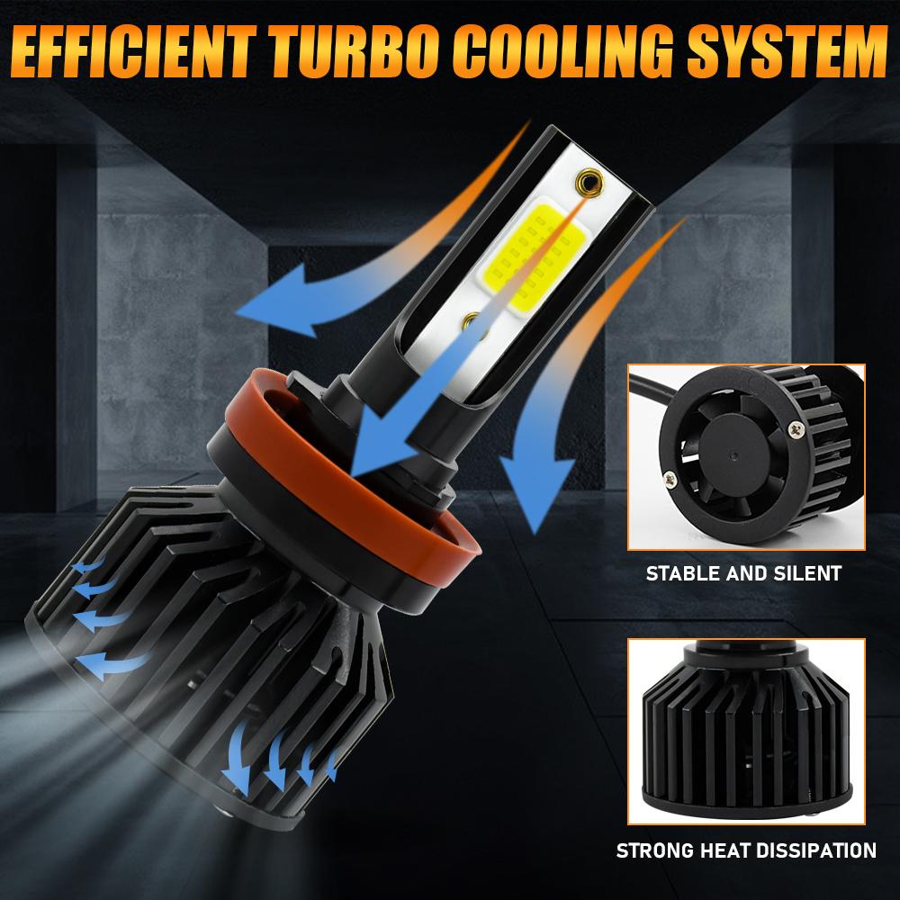 LED Head Lamp 1 Pair Auto Fog Light Bulbs 40W 8000LM 6000K H4 H7 H11 9006 Car  Headlight Car Stylish Super Bright Big Led Chip