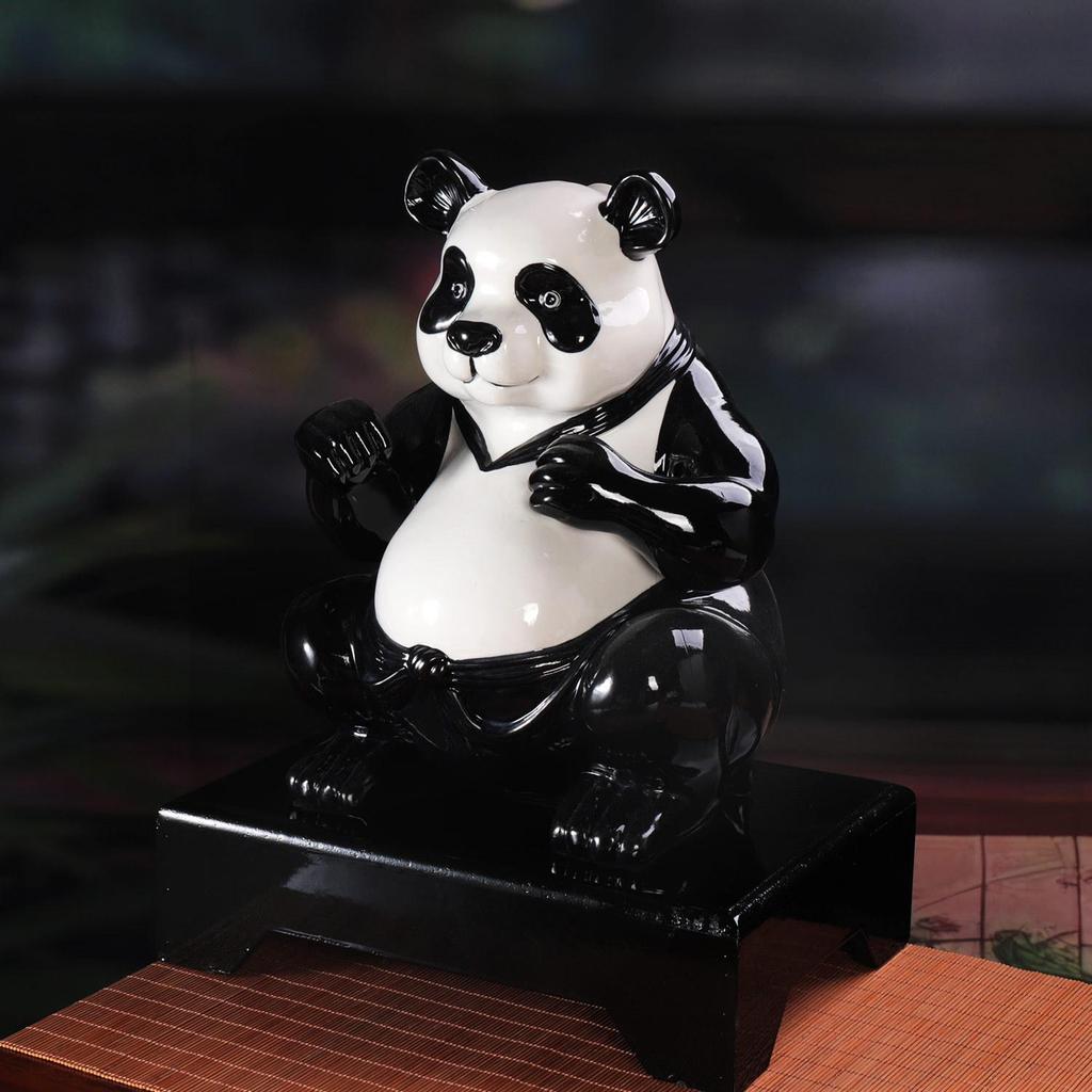 Panda 5 Jin Gold-Plated Ceramic Wine Bottle Ornament