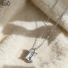 Effie Queen 100% S925 Silber 14k Gold Rechteck Zirkonia Zirkonia Anhänger Halskette Einfacher Schmuck für Damen Bankett Geschenk LZN27