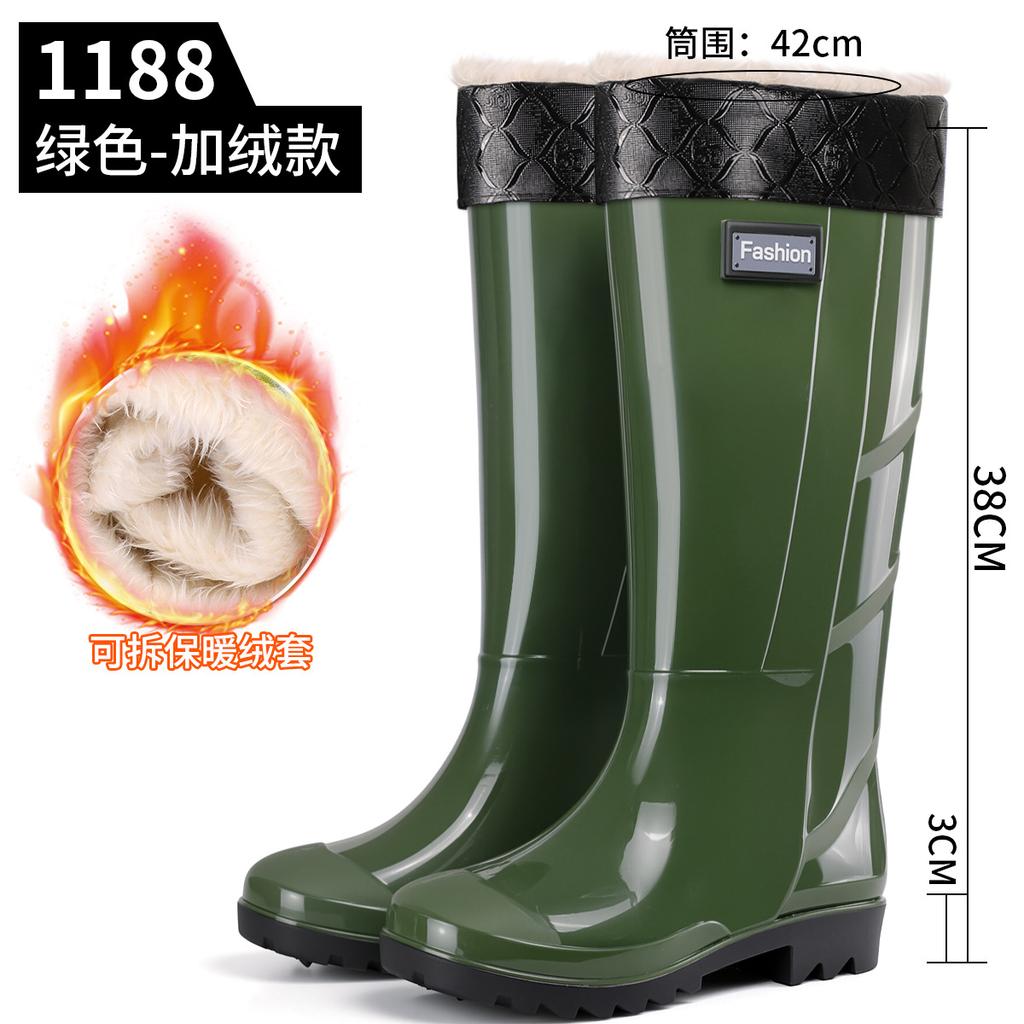 Men's green rain boots labor boots tall rain boots gray fashion protective men's water shoes outdoor camouflage water boots men's boots