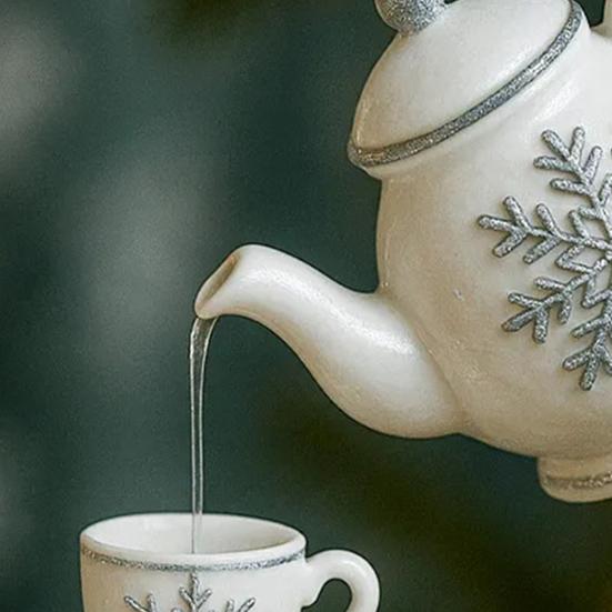 Christmas Teapot Ornament Vintage Christmas Tea Cup And Pot Hanging Decor with Pouring Tea Effect Gift for Tea Lovers