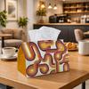 1pc Vintage Abstract Line Tissue Box Holder from The 1970S In Orange And Brown with Wavy Elegant Fabric, a Smooth Textured, Washable, And Compact Stor