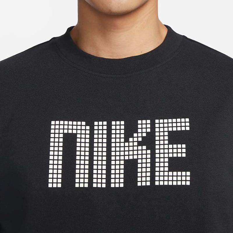 Nike Checkered Alphabet Print Pullover Sweatshirt Men Tops Black FD9744-010