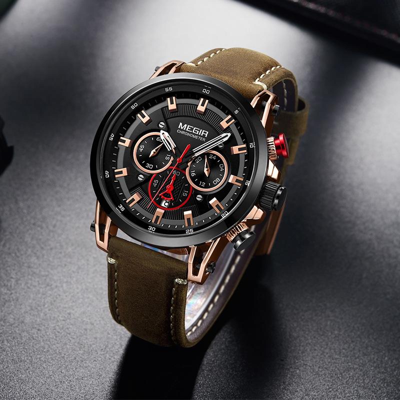Fashion Hollow Shell Multifunctional Timing Sports Quartz Waterproof Men'S Watch 2085G