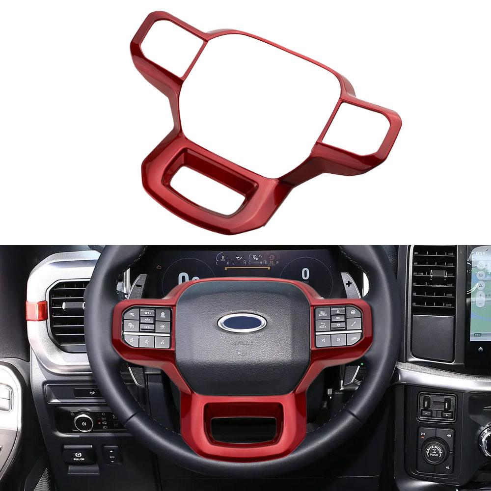 Car Steering Wheel Panel Decorative Cover Trim Sticker for Ford F-150 F150 2021 2022 2023 2024 Car Styling Inner Accessories