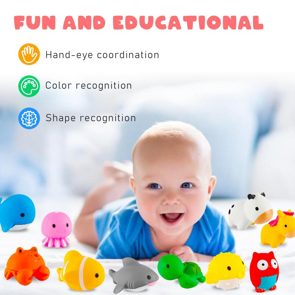 16pcs Baby Bath Toys Set with 10 Bath Squirt Toys, 1 Net, 1 bath toy storage net bag, 4 play balls, Baby Bath Tub Toys Paddling Pool Toys Water Toys