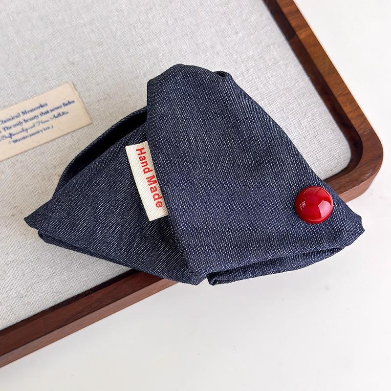 

French Retro Fabric With Grab and Clip Wave Dot Plaid Denim Design Handmade Texture Elegant Braided Hair Shark Clip accessory