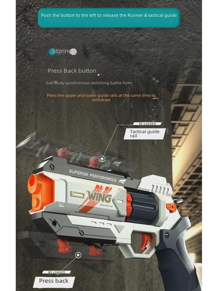 Interactive Mecha Revolver Soft Bullet Toy Gun for Boys - Outdoor Mechanical Pistol Model