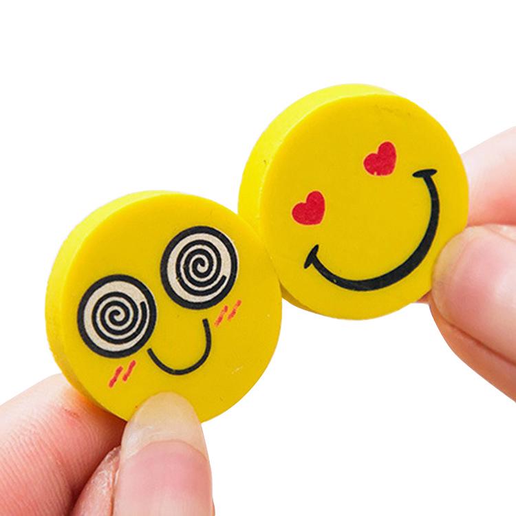 Mini Cartoon Smiley Face Erasers for Kids' Prizes