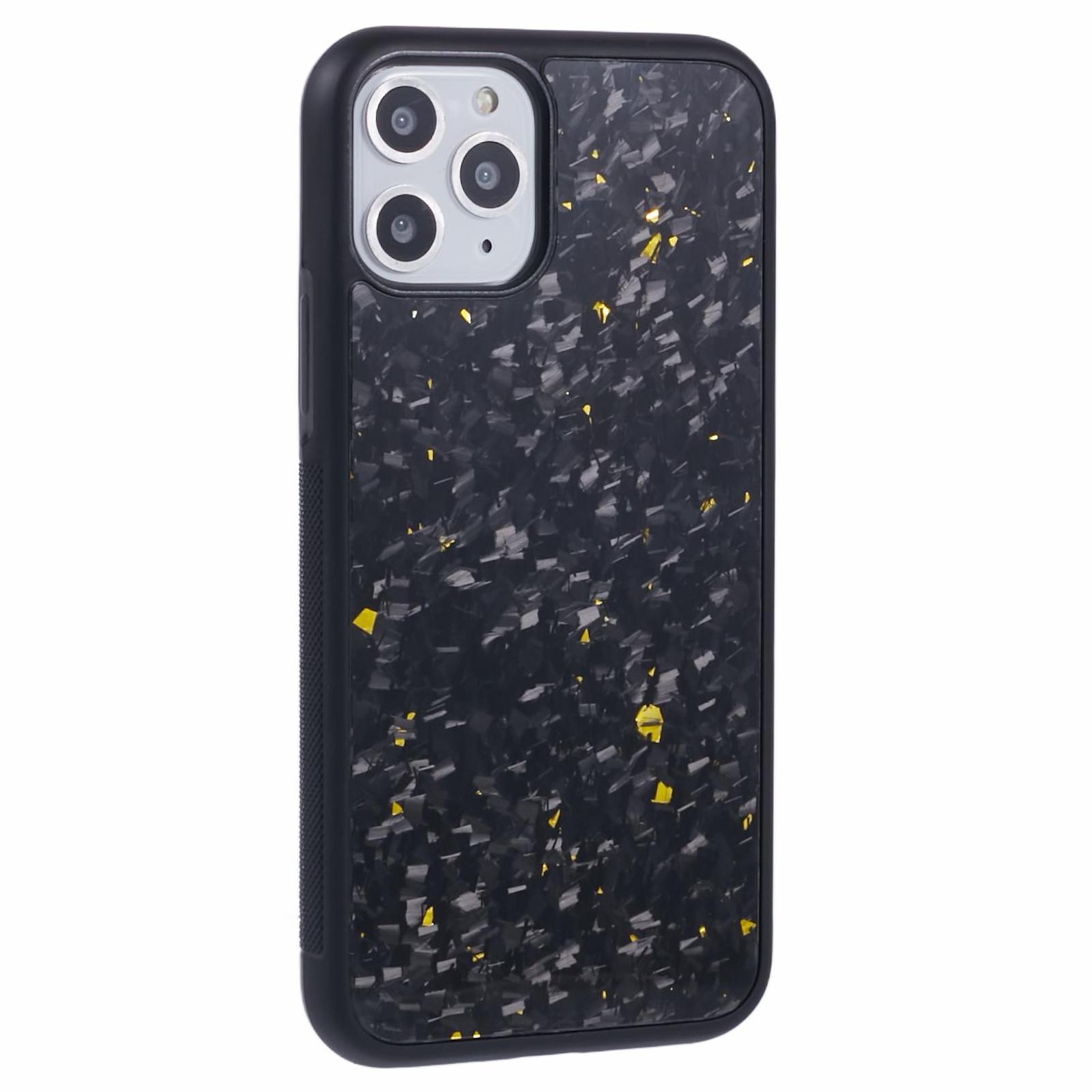 

For iPhone 11 Pro Max Magnetic Case Forged Texture Aramid Fiber+TPU Anti-Slip Phone Cover Gold