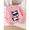 Unisex Crewneck Sweatshirt - Colorful Cat with Big Eyes And Bell Machine Washable, Spring And Autumn, Sportswear And Casual Wear, Soft And Comfortable