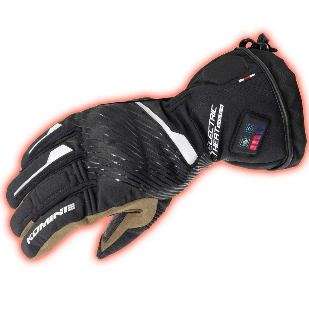 KOMINE Dual Heat Protect Electric Motorcycle Light Size L Electrically Stretch for and Spring Gloves, Grey/Black, (EK-215 13072), Waterproof,