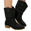 New large size autumn medium tube thick heel Martin boots solid color low heel pointed tip