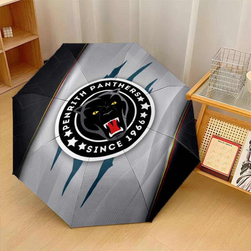 Penrith Panthers Print Auto 8?Ribs Folding Umbrella Wind Resistant Lightweight Automatic Umbrella For Daily Travel