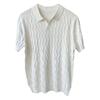 Summer Men Lapel V-neck Knitting Tops Short Sleeve Solid Color Loose Fit