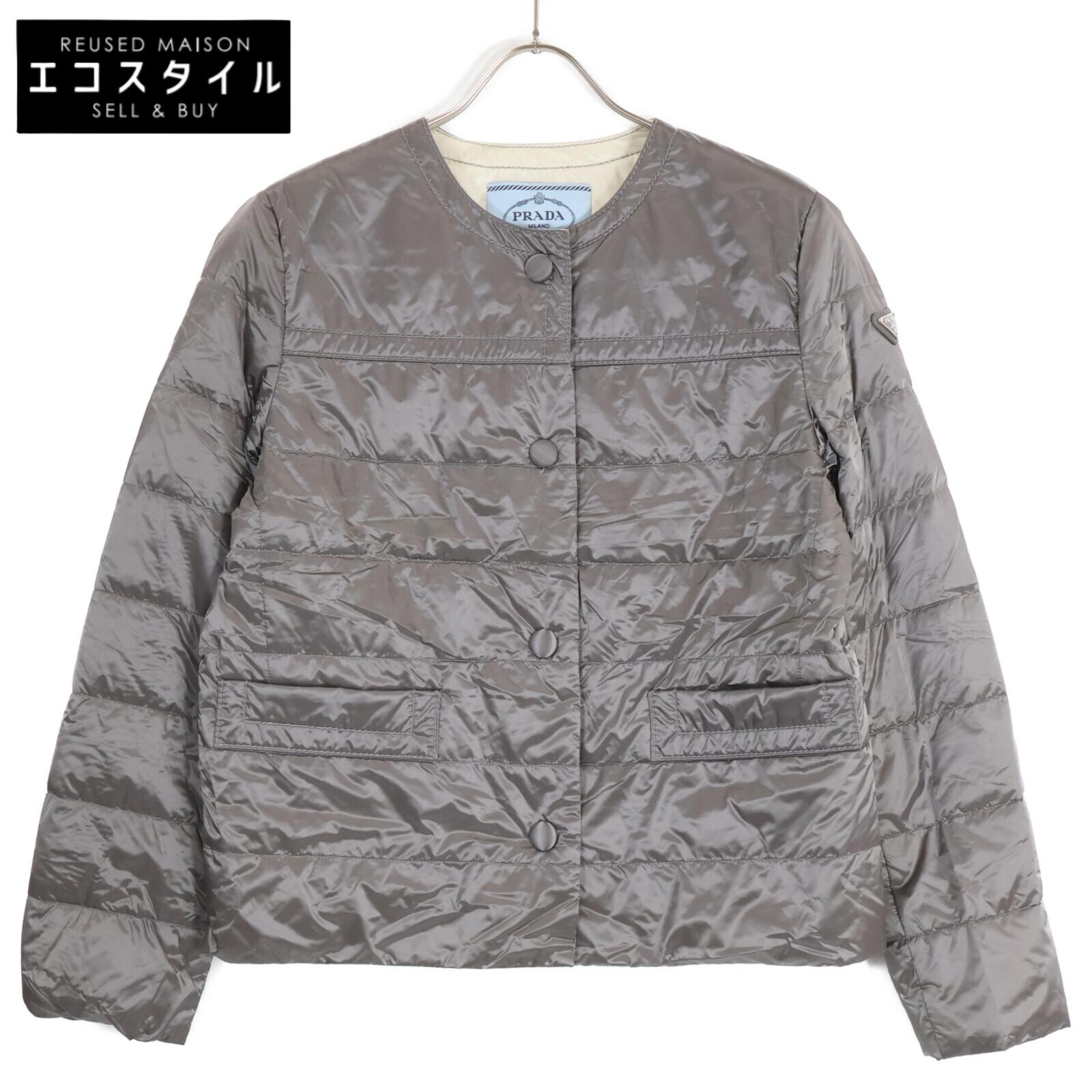 

PRADA [Domestic regular] 29B831 collarless light down Jacket 42 SilverUsed