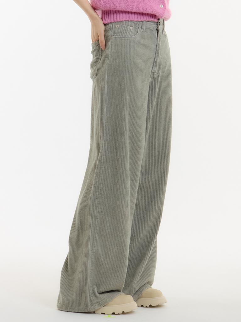 UNKNOWN PLANET Wide Pigment Corduroy Pants Khaki